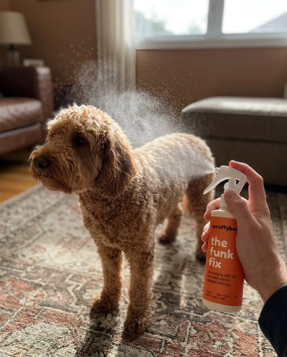 A fresh, clean dog after a no-bath clean